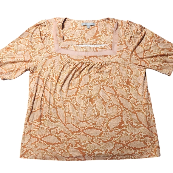 Daniel Rainn Orange Snakeskin Large Petite Blouse - Picture 2 of 10